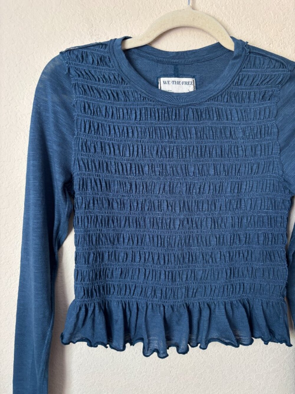 NEW Free People Smocked We The Free Sylvie Long Sleeve Shirt Top - Picture 4 of 9